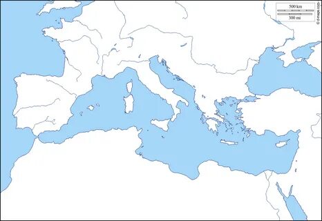 Mediterranean Sea : free map World map coloring page, Ancien