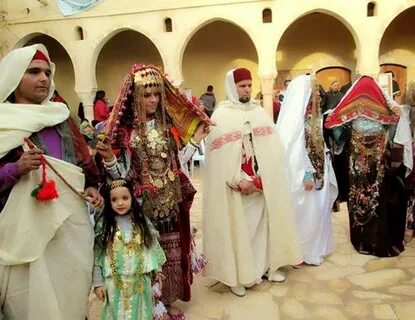 Traditional dress of Tunisia. Intricate embroidered patterns