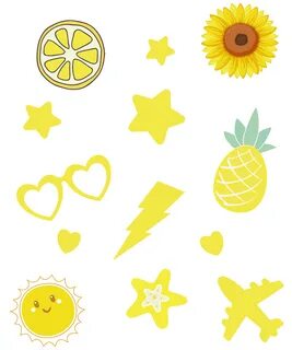Yellow Aesthetic Stickers Set Pack Sunflower Pineapple Lemon