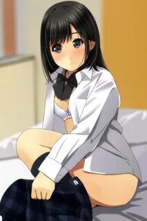 Safebooru - 1girl ass bangs bed black eyes black hair blurry