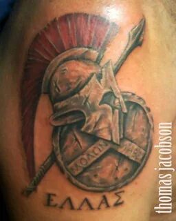 roman shield and helmet tattoo by thomas jacobson Helmet tat