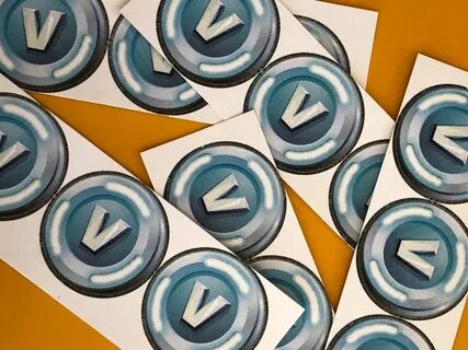 DIY Fortnite Party V BUCK Chocolate Coin Stickers. Make Your