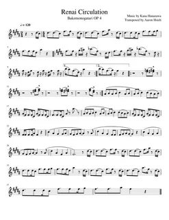Renai Circulation (Bakemonogatari OP 4) Sheet music for Trum