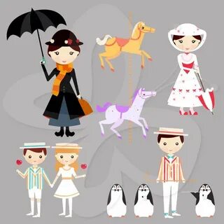 Mary Poppins Digital Clip Art Clipart Set Personal and Etsy 