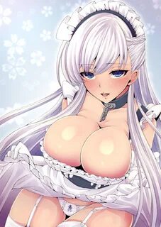 ecchi anime sexy maid meido girl white hair panties huge boo