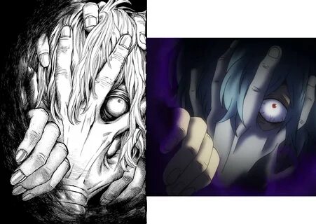 Tomura Shigaraki's face comparison from the episode 9 (Manga