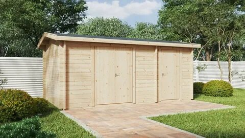 Double garden storage shed type B 15m2 / 44mm / 5 x 3 m - Su