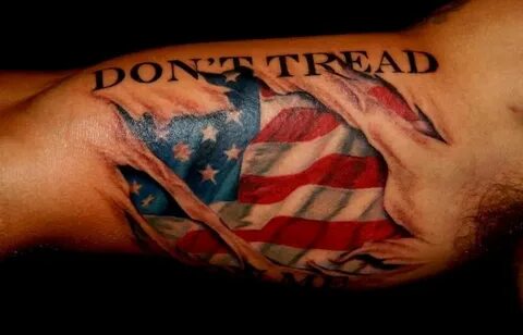 Don't Tread on Me Ripped skin tattoo, Patriotic tattoos, Ame