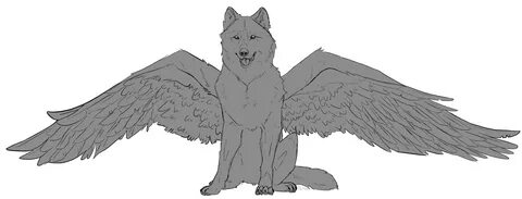 Wolf Base Drawing With Wings - Anoite Wallpaper