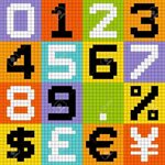 8-bit Pixel Numbers And Currencies Royalty Free Cliparts, Ve