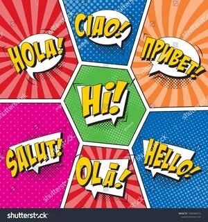 Phrases Hi Hello Privet Ola Hola: стоковая векторная графика