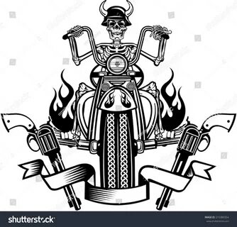 Skeleton On Motorcycle Stock Vector (Royalty Free) 215380354