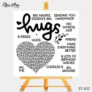 Stamp Heart Hugs & Words Ali Express Clear stamps, Card maki