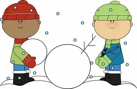 Boys Building a Snowman Clip Art - Boys Building a Snowman I
