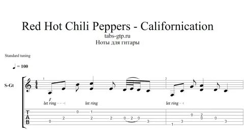 Red Hot Chili Peppers - Californication - ноты для гитары та