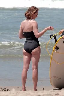 Helen Hunt wearing a swimsuit on the set of 'Ride' in LA Aug