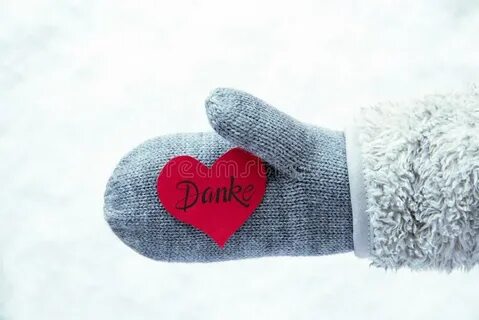 Glove, Fleece, Snow, Red Heart, Danke Means Thank You Stock 