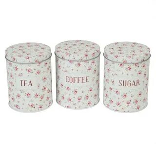 Rose Floral Tea, Coffee and Sugar Storage Tins