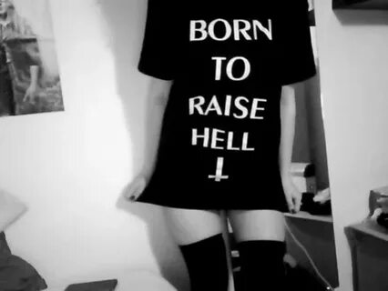 tank top, hell, girl, grunge, girl, black, born to raise hel