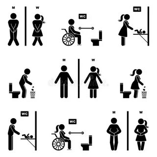 3d Toilet Disable Sign on White Brick Wall. Stock Illustrati