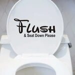 DSU FLUSH & SEAT DOWN PLEASE Toilet Bathroom Funny Text Stic