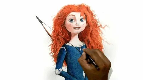 how to draw cartoon cute princess merida from brave - YouTub
