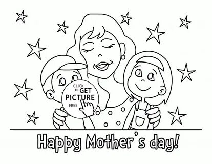 Kids and Happy Mother's Holiday coloring page for kids, colo