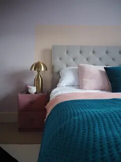 Pink and peach pastel bedroom. Light pink bedroom. Dressing 