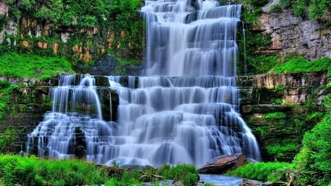 Обои государственный парк chittenango водопад, водопад, Сере