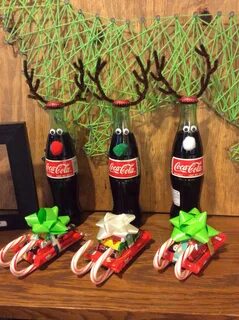 Great Christmas ideas. Coke bottle reindeers and candy sleig