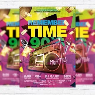 Remember Time 90's - Premium Flyer Template + Facebook Cover