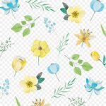 Blue Watercolor Flowers png download - 5001*5001 - Free Tran