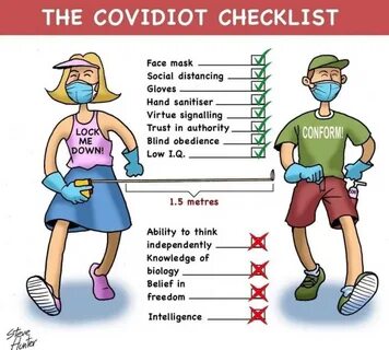 The Covidiot Checklist for all the brainwashed masses who be