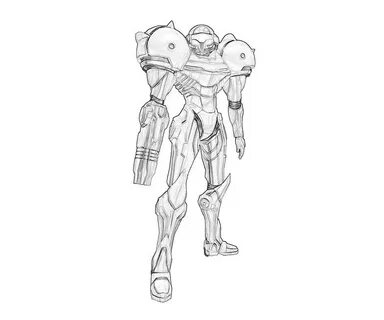 Samus Metroid Coloring Pages Aran Template Armor Sketch Colo