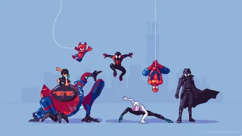 Marvel Comics Miles Morales Peni Parker Pixel Art Spider Gwe