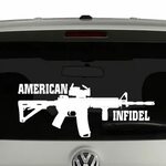 American Infidel AR 15 Rifle Vinyl Car Laptop Decal Sticker