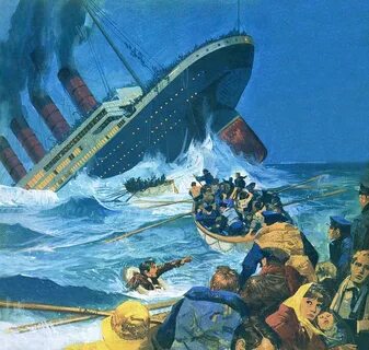 Sinking Of The Titanic Painting by English School Pixels