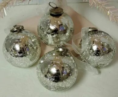 Antiqued Silver Mercury Glass Christmas Tree Ornaments Mercu