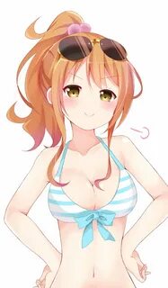 Safebooru - 1girl bare shoulders bikini blue bow blush bow b