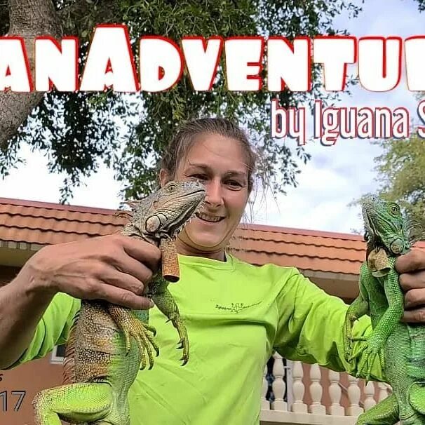 May be an image of 1 person, reptile and text that says 'IGUANADV NTUR...