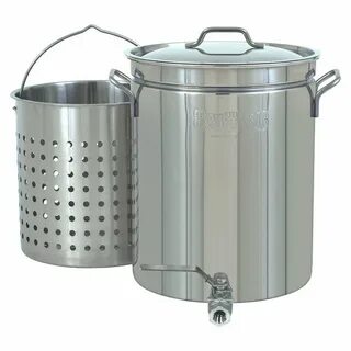 10 Gallon Stainless Steel Stock Pot, Spigot and Basket 1140