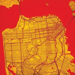 San Francisco, California Map Art - The Map Shop