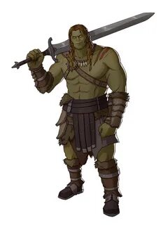 Male Half-Orc Greatsword Barbarian - Pathfinder PFRPG DND D&