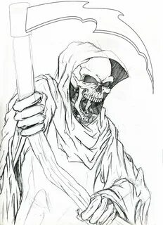 Reaper drawing, Grim reaper drawing, Grim reaper art