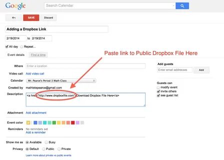 How to Link to Public/Shared Dropbox Files With Google Calen