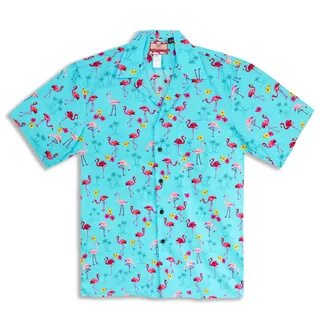Hawaiian Shirt - Retro 'mingo - Flamingo - White