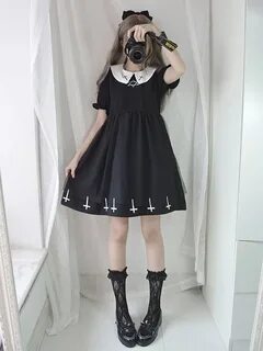 Платье Sweet Lolita OP с вышивкой крестиком и гексаграммой, 