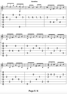 Guitar Tabs: Tabs For: Cavatina by Stanley Myers