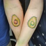 avocado couple tattoo with watercolor touches plasticmessiah