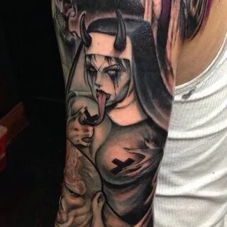 Evil Nun tattoo Scary tattoos, Evil tattoos, Creepy tattoos